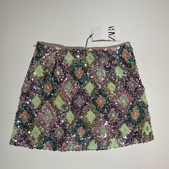 Zara Sequin Multi Color skirt - Picture 2 of 5
